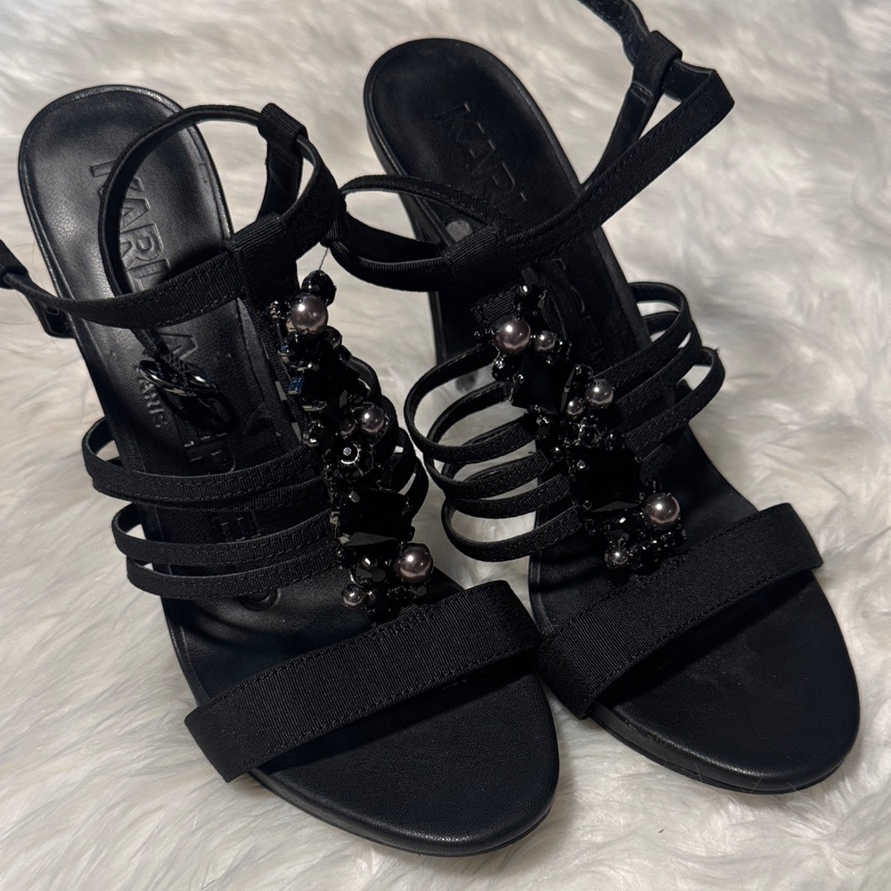 Karl Lagerfeld Black Embellished Heels
